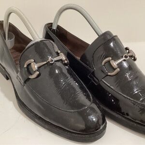 Black patent leather loafers
